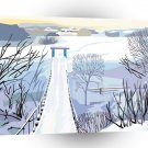 Scenery Winter Ice River Bridge A1 Xlarge Canvas