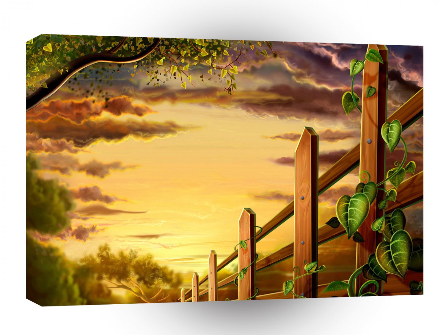 Tree Sunset Fields A1 Xlarge Canvas