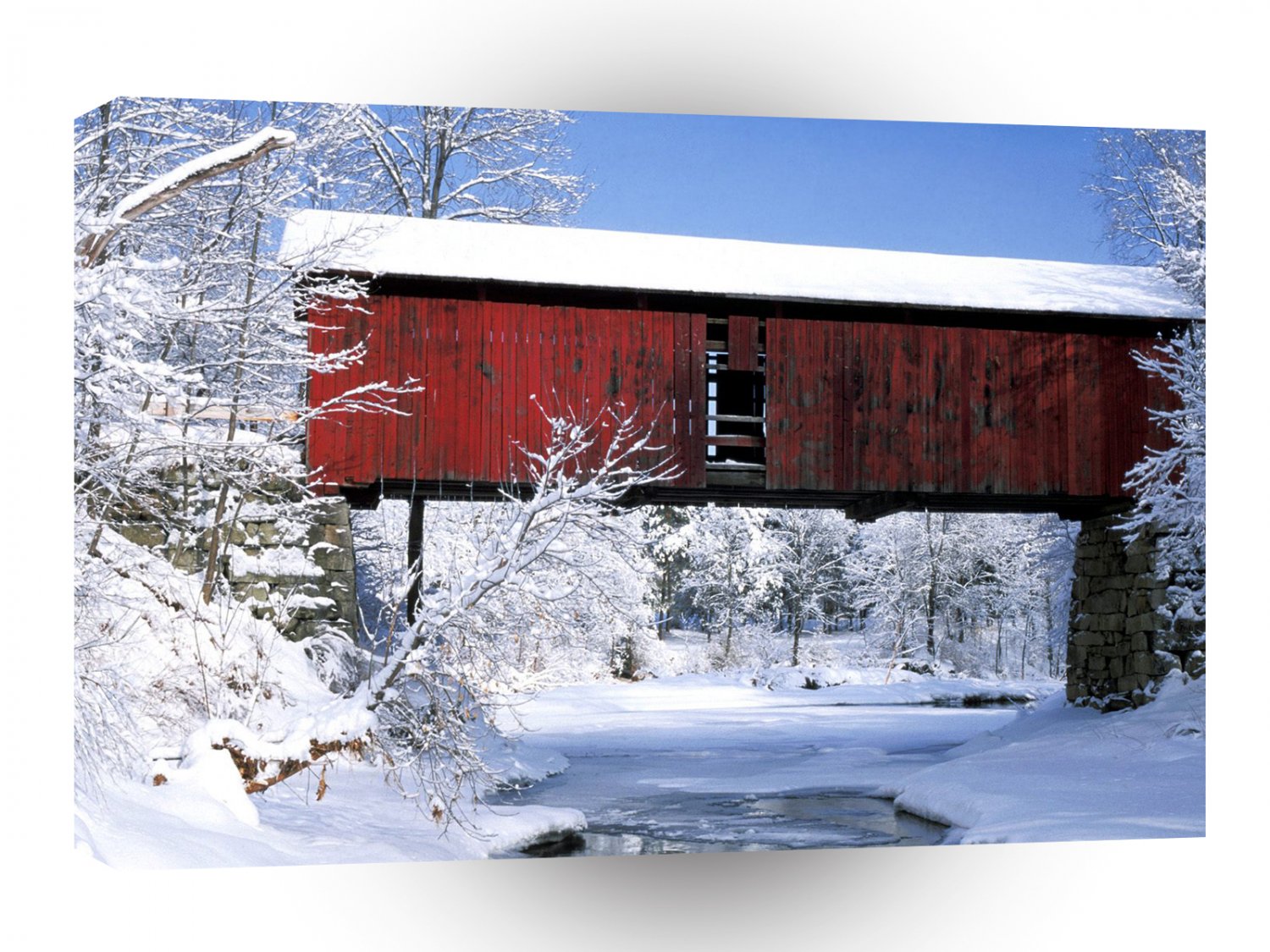 Bridges Rustic Bridge In Winter Northfield Falls Vermont A1 Xlarge Canvas