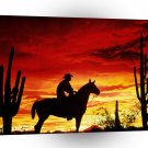 Cowboy Sunset Crimson A1 Xlarge Canvas