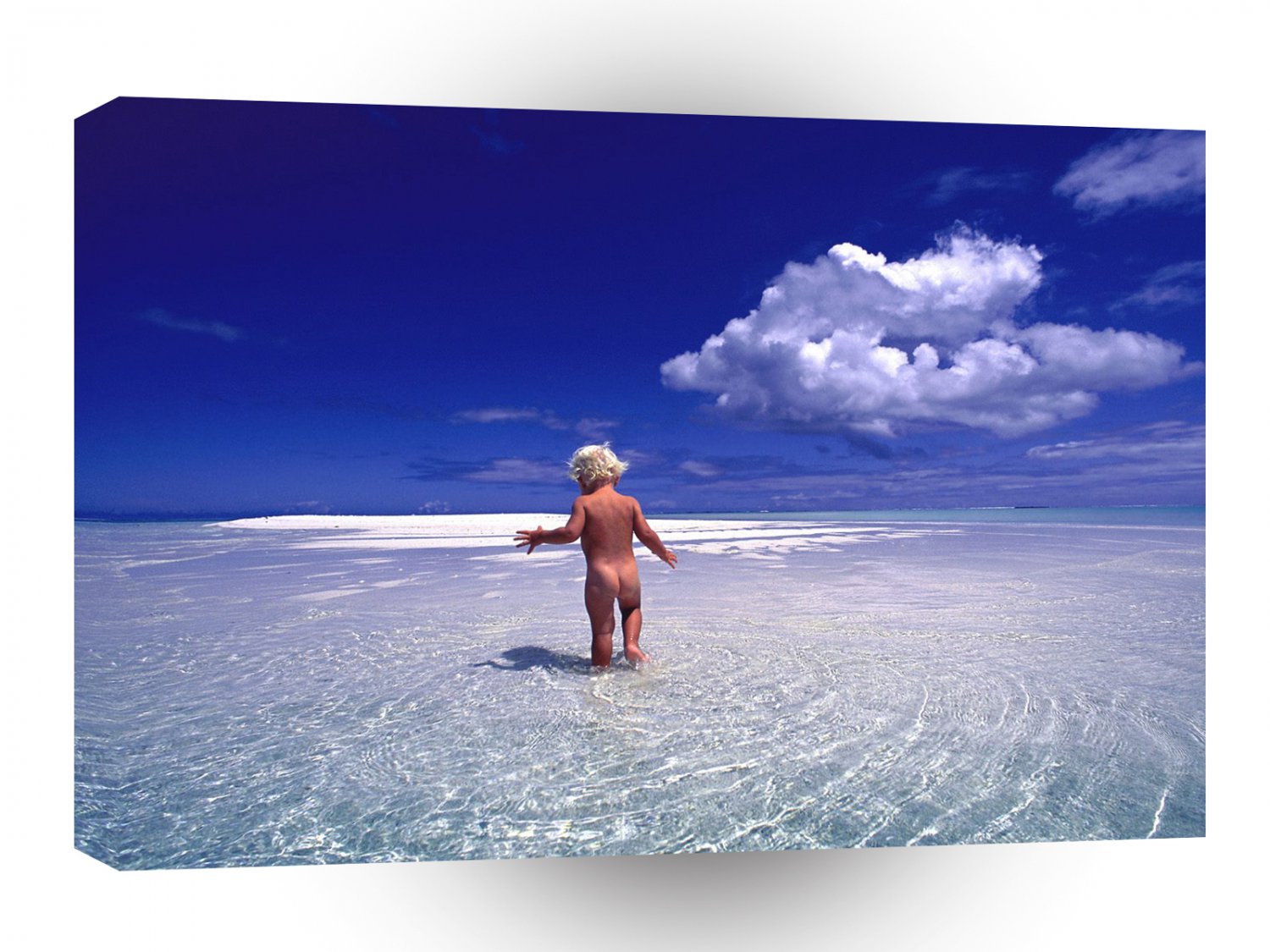 Cute Kids Exploring Clear Water A1 Xlarge Canvas