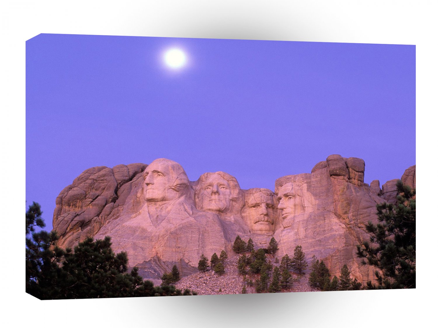 Famous Landmarks Moon Over Mount Rushmore South Dakota A1 Xlarge Canvas