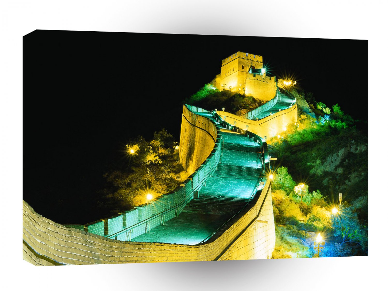 Great Wall Blue Yellow Night A1 Xlarge Canvas