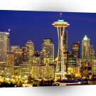 United States Seattle Skyline At Night Washington A1 Xlarge Canvas