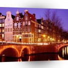 Western Europe City Lights Amsterdam Netherlands A1 Xlarge Canvas