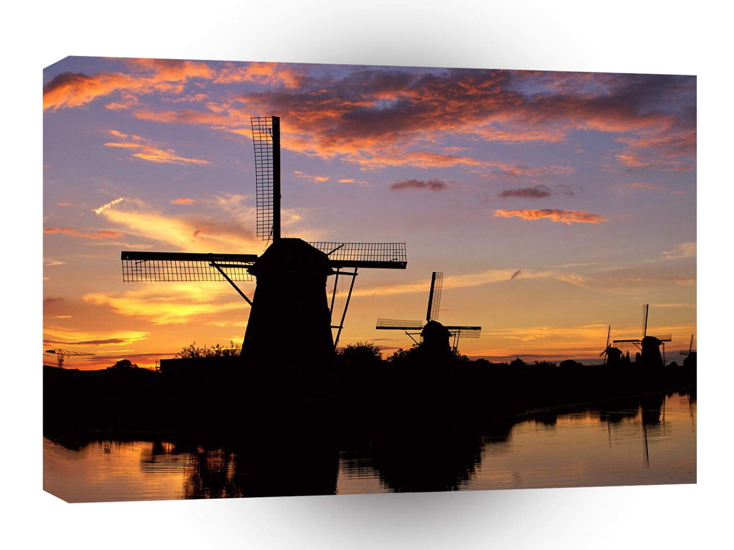 Windmills Reflected Kinderdijk Netherlands A1 Xlarge Canvas