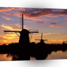 Windmills Reflected Kinderdijk Netherlands A1 Xlarge Canvas