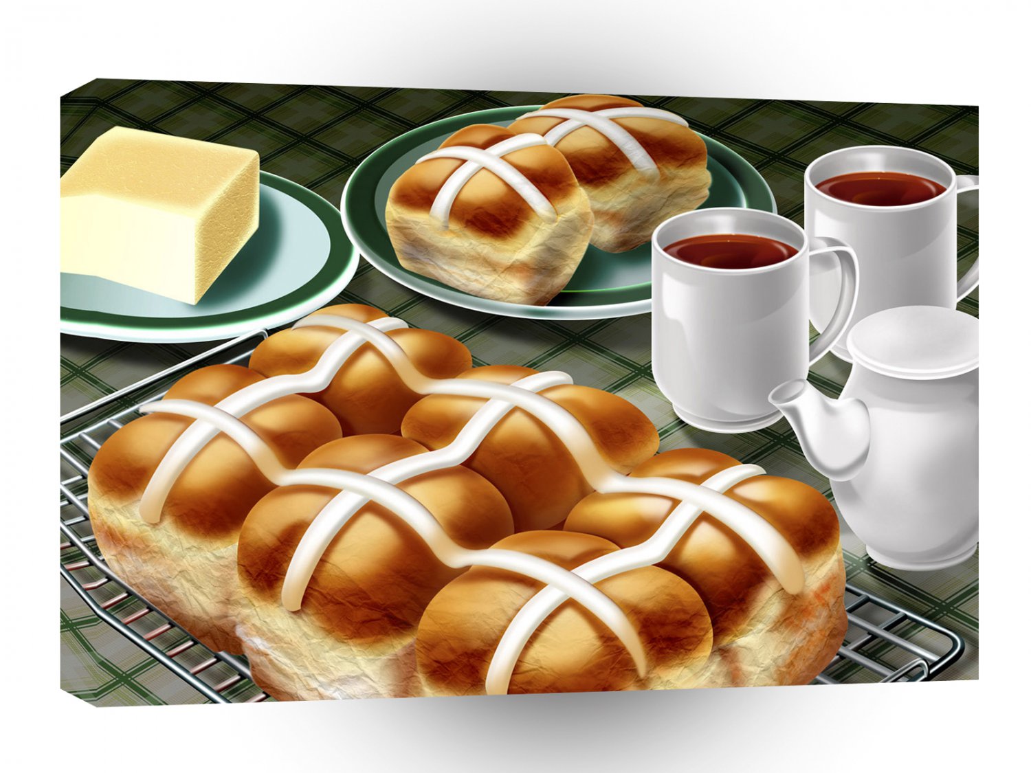 World Easter Hot Cross Bun Tea Butter A1 Xlarge Canvas