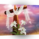 World Easter Religion Purple Cross Lilly A1 Xlarge Canvas
