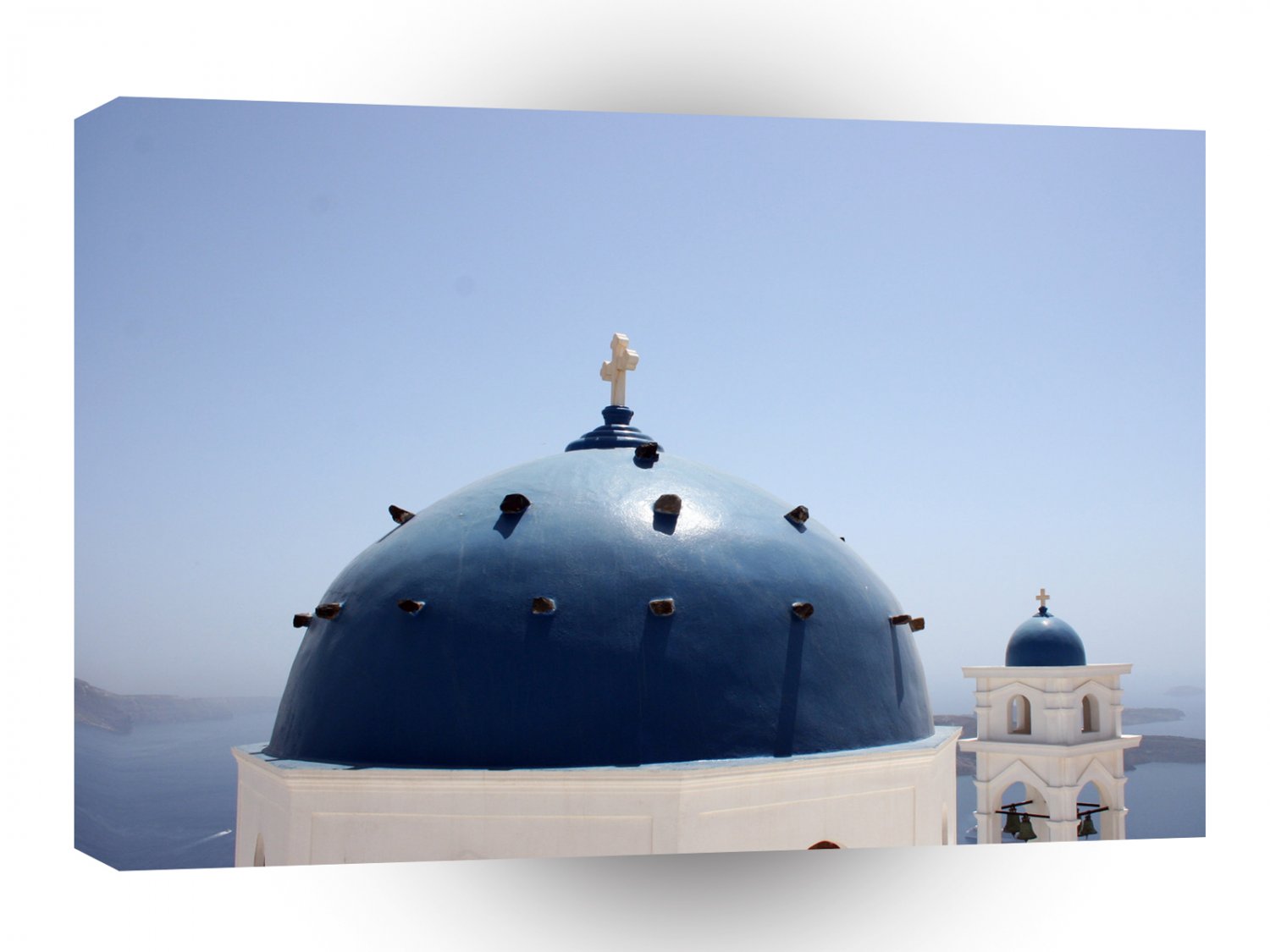 World Greece Monuments Blue Roof Church A1 Xlarge Canvas