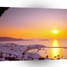 World Greece Sea Night Cyclades Orange Sky A1 Xlarge Canvas