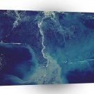World Space Coast Satellite Imagery Busy Road Water A1 Xlarge Canvas