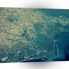 World Space Coast Satellite Imagery Close Land Housing Water A1 Xlarge Canvas