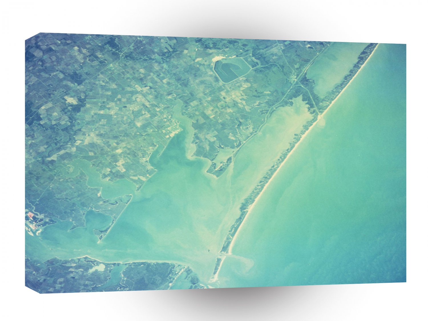 World Space Coast Satellite Imagery Coastal Line A1 Xlarge Canvas