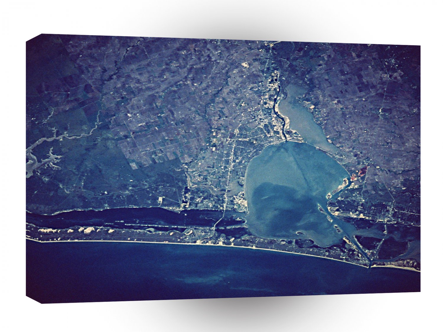 World Space Coast Satellite Imagery Dam Coastline Shot A1 Xlarge Canvas