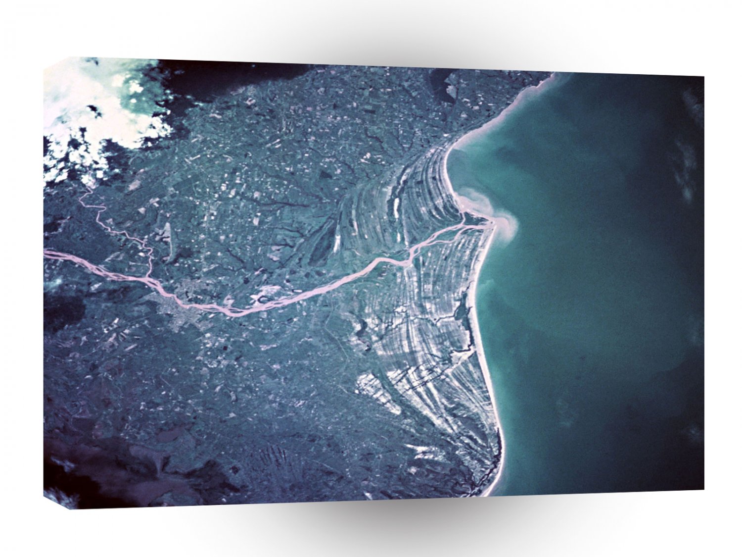 World Space Coast Satellite Imagery Roads To Coast Line A1 Xlarge Canvas