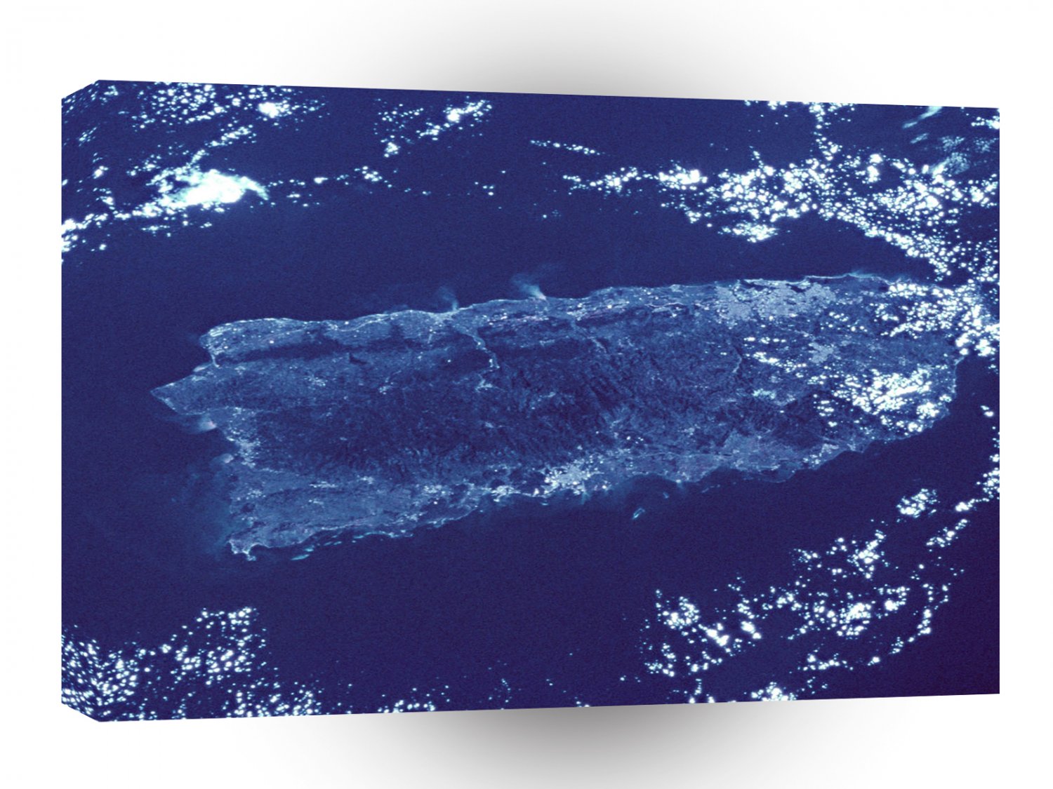 World Space Mountains Lights Satellite Imagery Island Small Towns A1 Xlarge Canvas