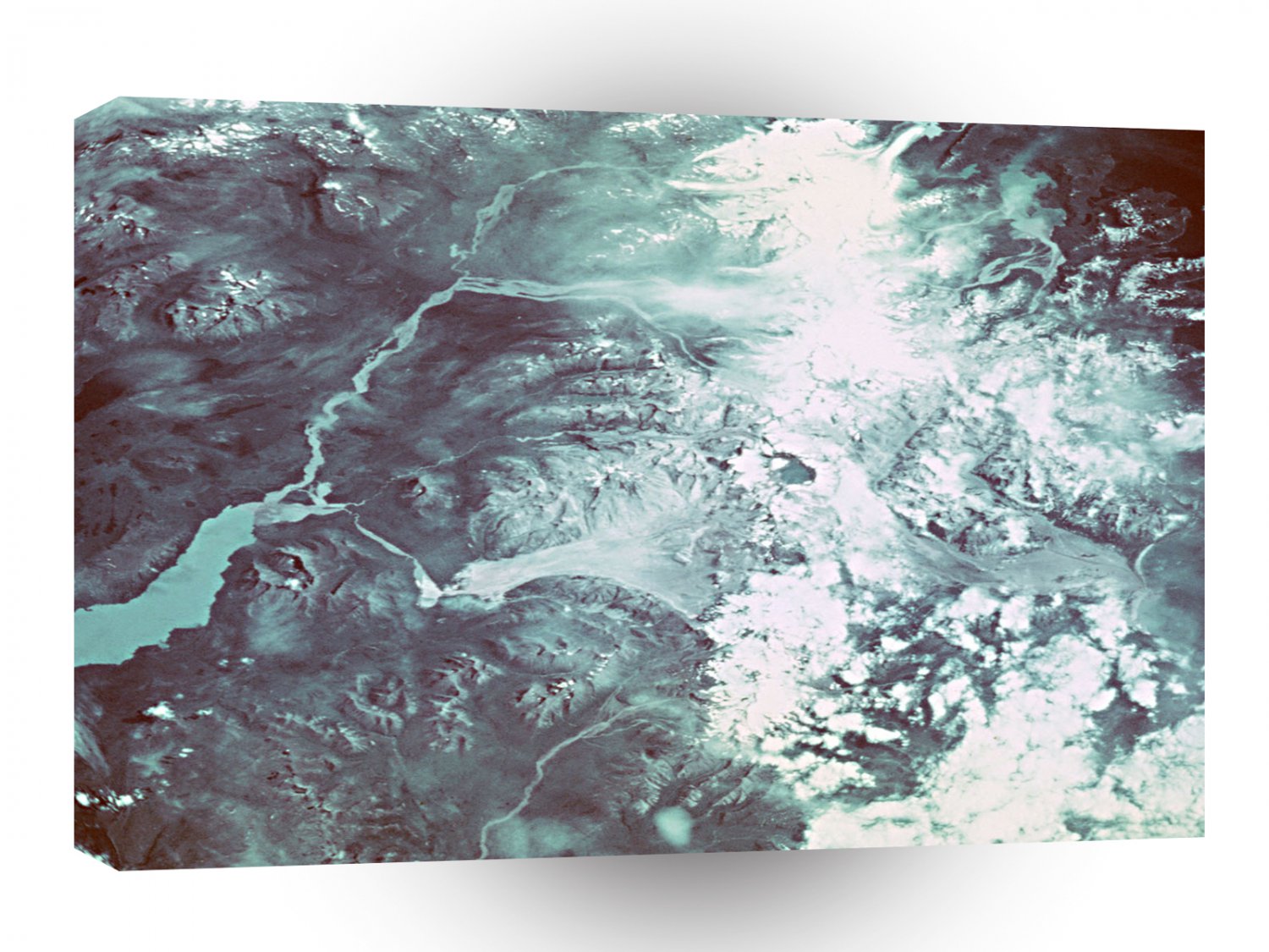 World Space Mountains Streams Satellite Imagery River Flow Cloudy A1 Xlarge Canvas