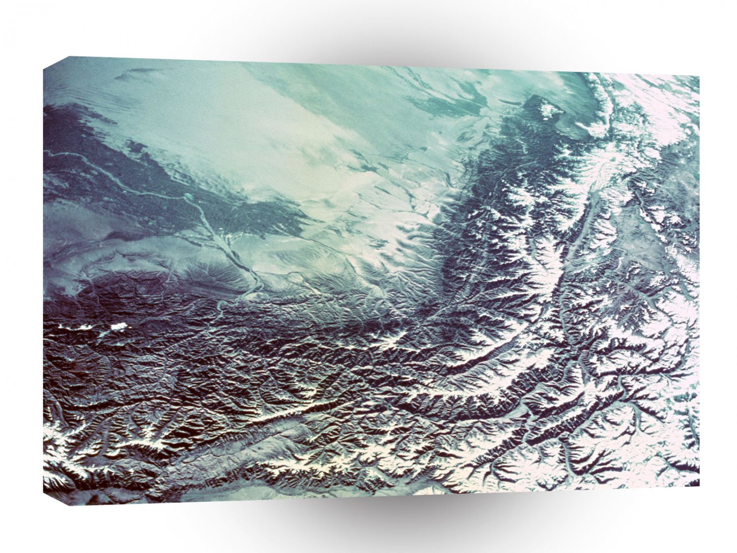 World Space Mountains Streams Satellite Imagery Snow Blizzard Stream A1 Xlarge Canvas