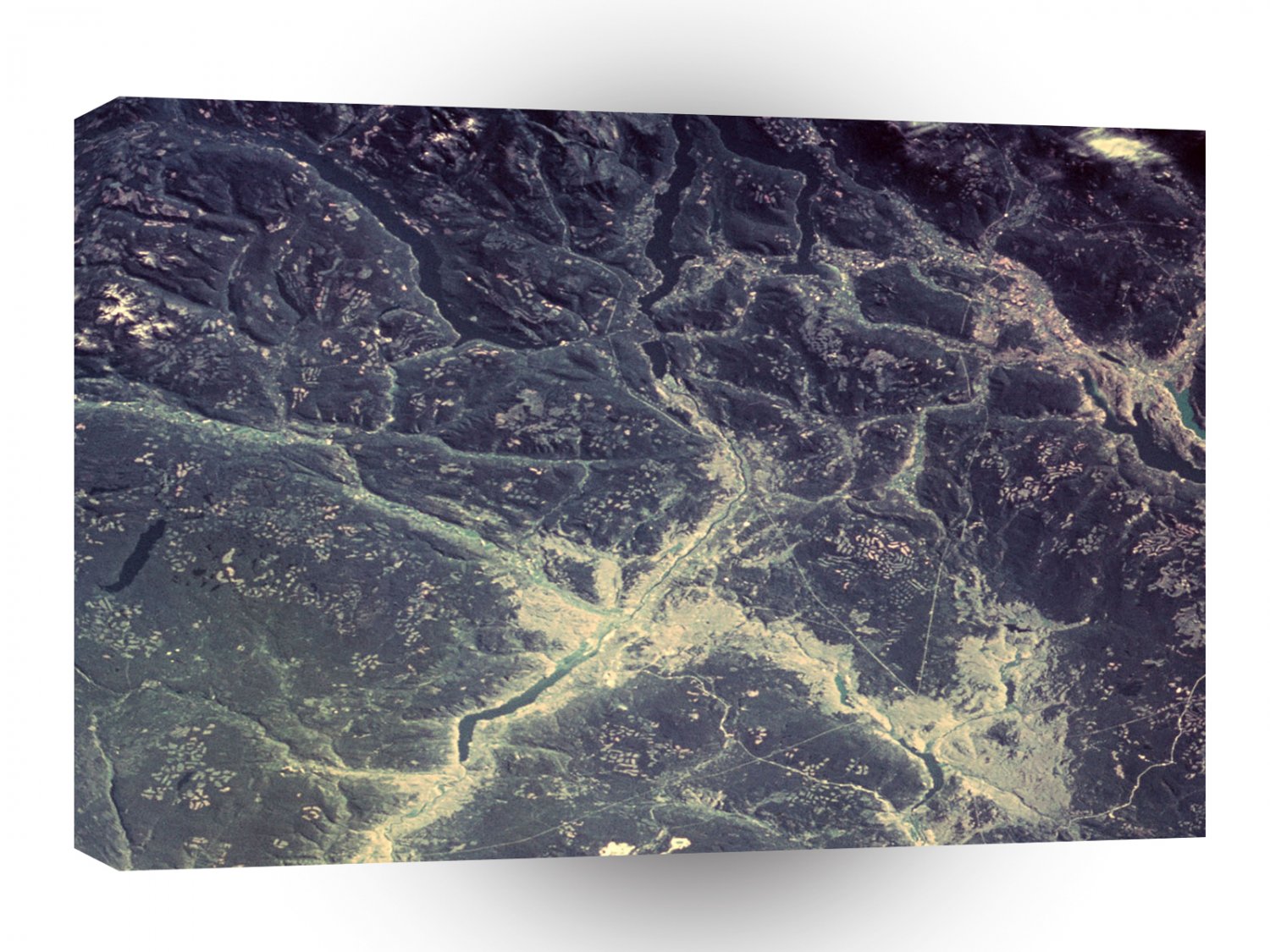 World Space Mountains Streams Satellite Imagery Waterflow Altitude A1 Xlarge Canvas