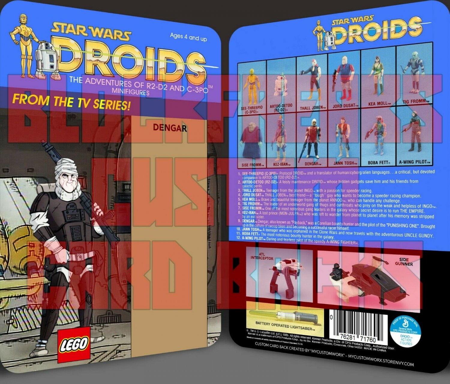 Custom Star Wars Vintage Droids Dengar Lego Card Back