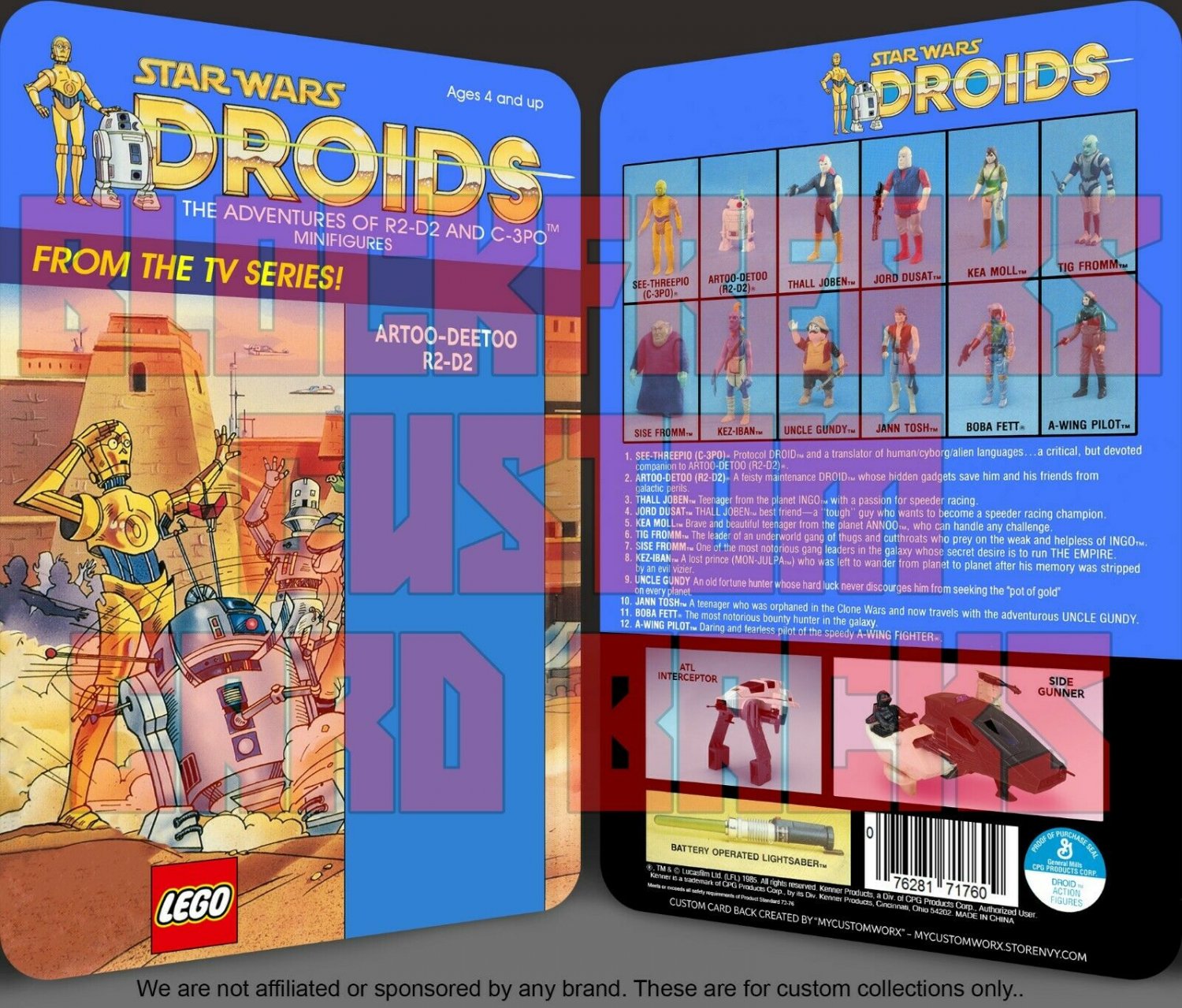 Custom Star Wars Vintage Droids Artoo-Detoo (R2-D2) Lego Card Back