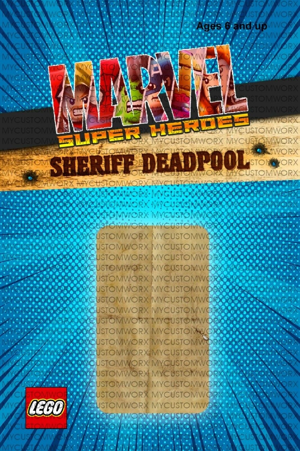 LEGO SDCC 2018 DEADPOOL SHERIFF EXCLUSIVE MINIFIGURE CUSTOM CARD BACK