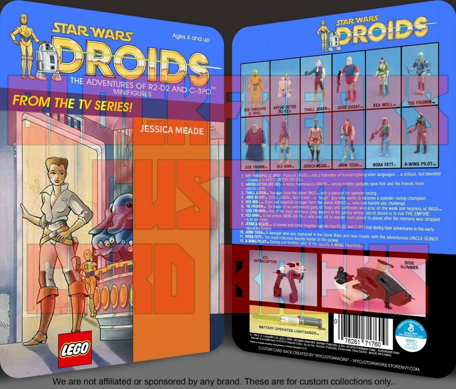 Custom Star Wars Vintage Droids Jessica Meade Lego Card Back