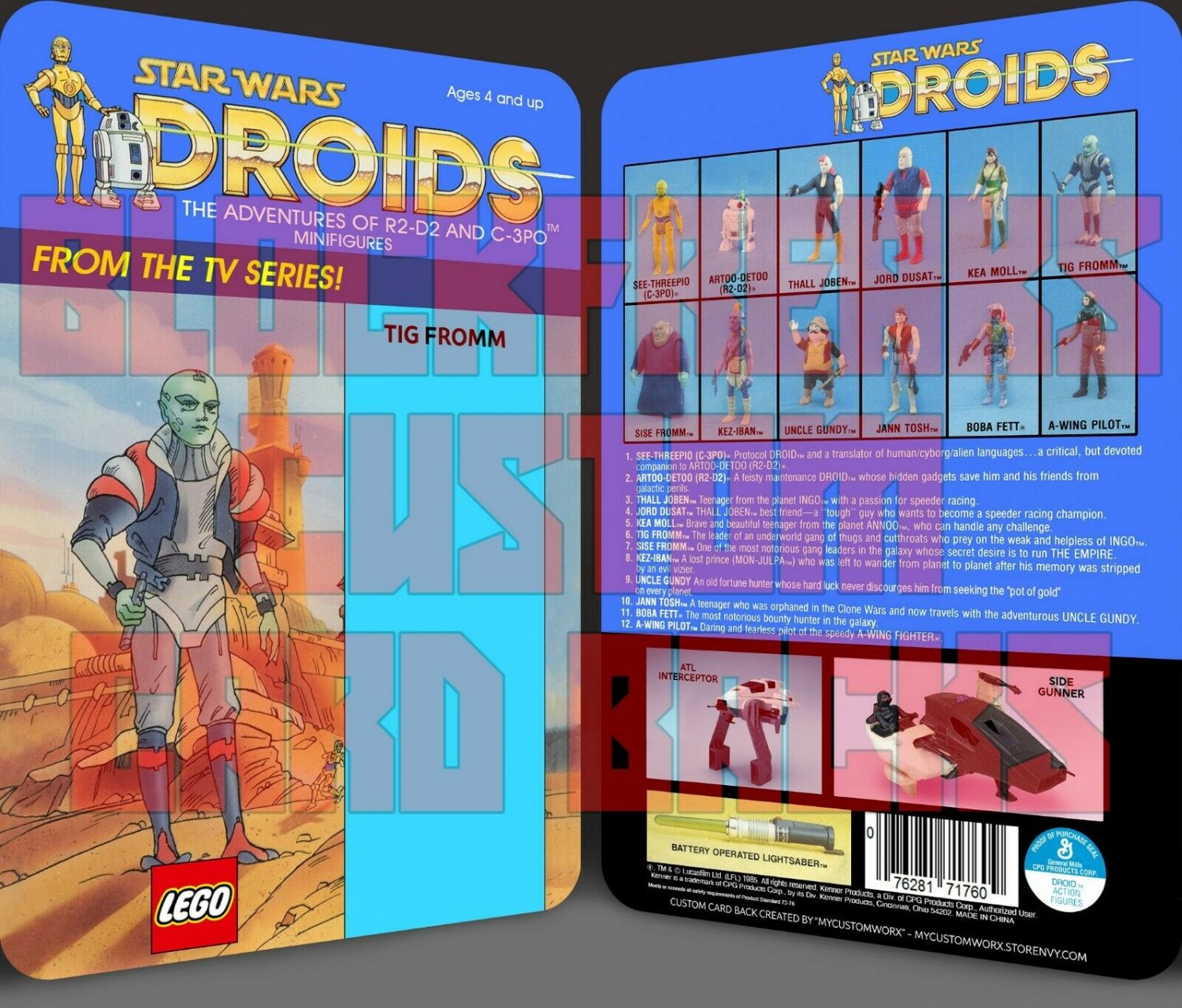 Custom Star Wars Vintage Droids Tig Fromm Lego Card Back