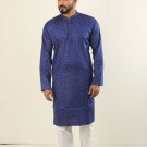 Cotton Punjabi - Royal Blue and Gold