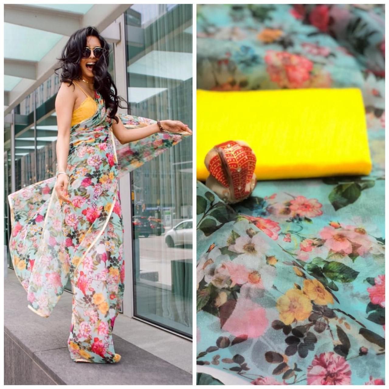 Organza Digital Print Saree
