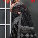 Black with White Multi Design Saree