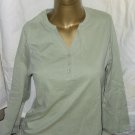 Women's Sara Morgan V-Neck LS Cotton Top Medium Olive Green - NEW! Women's Sara Morgan V-Neck LS Cotton Top Medium Olive Green - NEW!