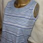 Women's Sleeveless Cotton Small Tank Top in Blue and White  - NEW!