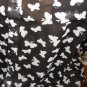Sheer Black Button Down Top LS with White Butterflies Medium