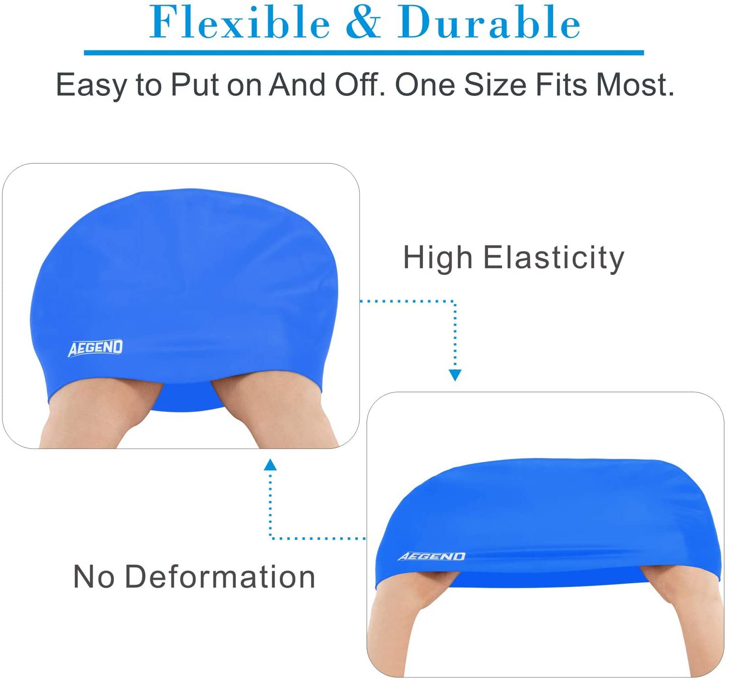 aegend Swim Caps for Long Hair (2 Pack), Durable Silicone Swimming Caps