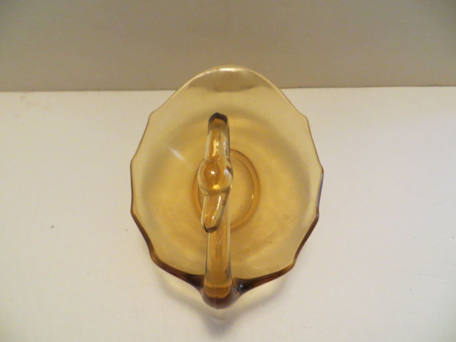 Vintage Amber Glass Swan Candy Dish