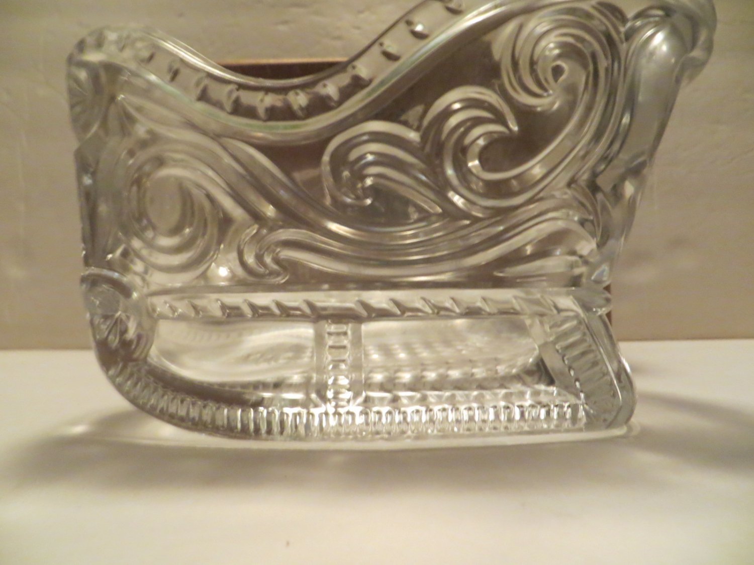 Avon 24 Lead Crystal SLEIGH Centerpiece Candy Dish, Planter Heavy
