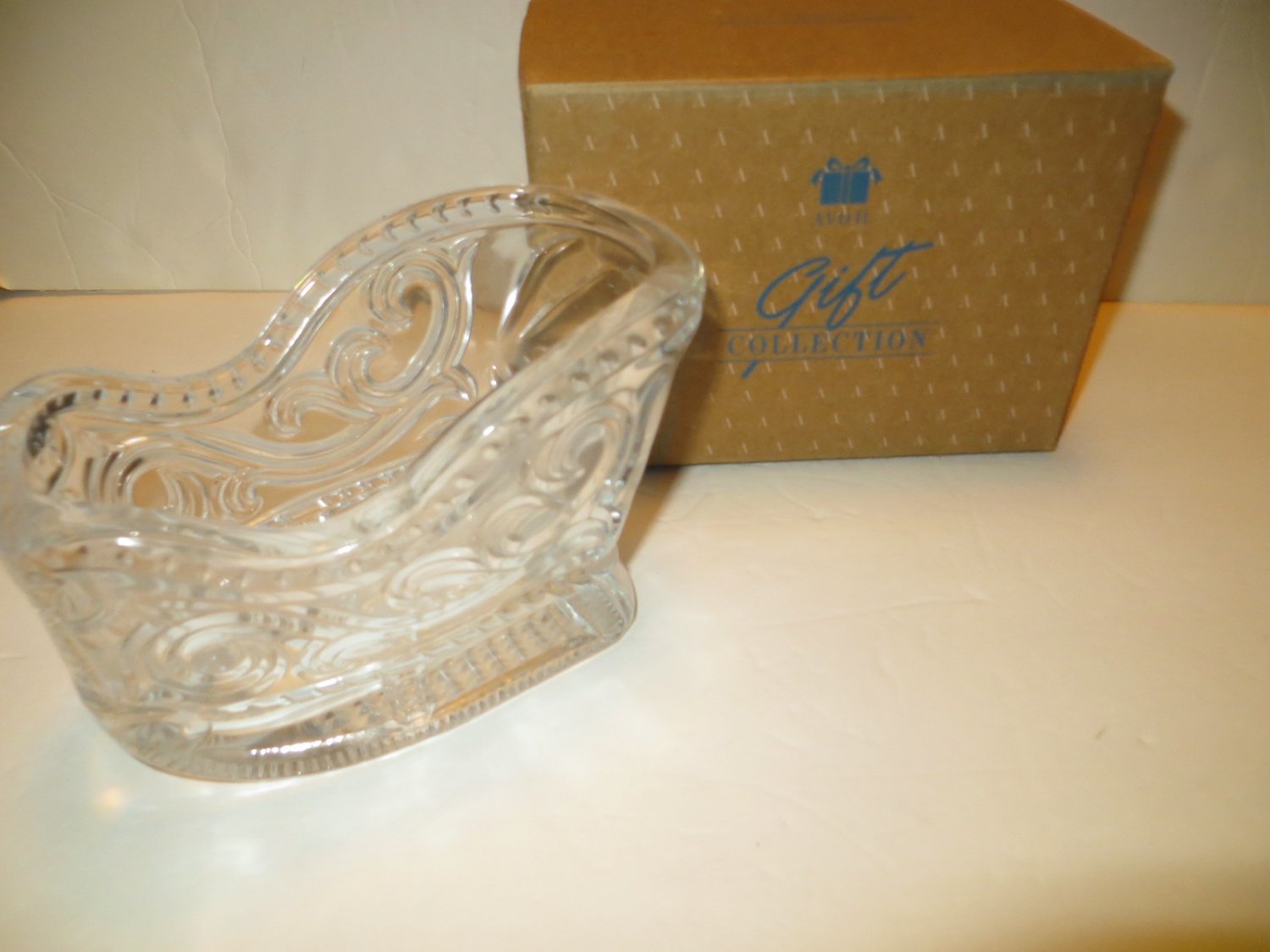 Avon 24 Lead Crystal SLEIGH Centerpiece Candy Dish, Planter Heavy