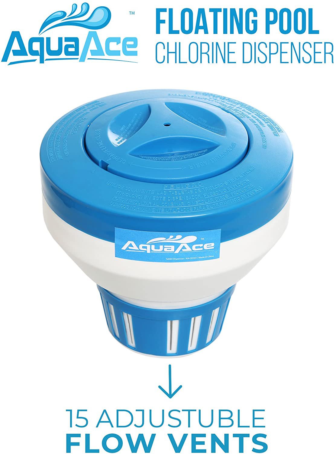 AquaAce Floating Pool Chlorine Dispenser, Premium Floater Classic Design