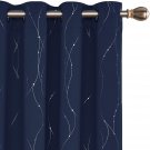 Deconovo Blackout Curtains Grommet Top Drapes Wave Line and Dots, 52x95, Royal Blue, 2 Panels