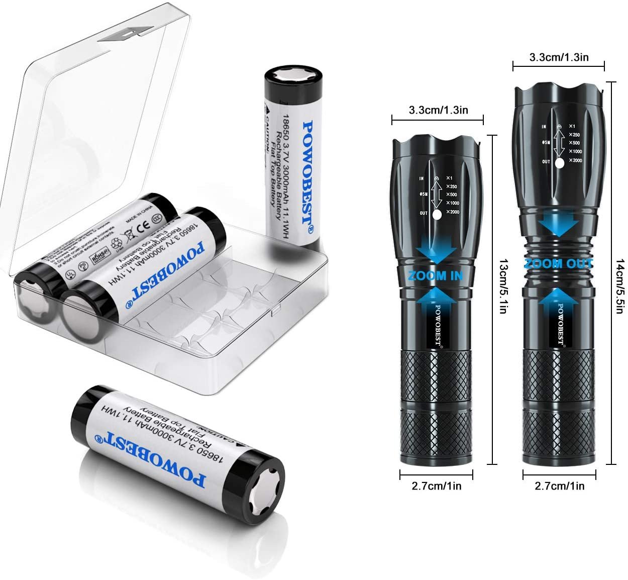 Handheld 18650 LED Flashlights Super Bright Tactical Flashlight