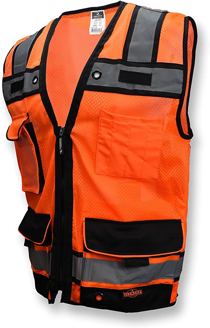 Radians SV65 Heavy Duty Surveyors Safety Vest with Zipper, Large Plan ...