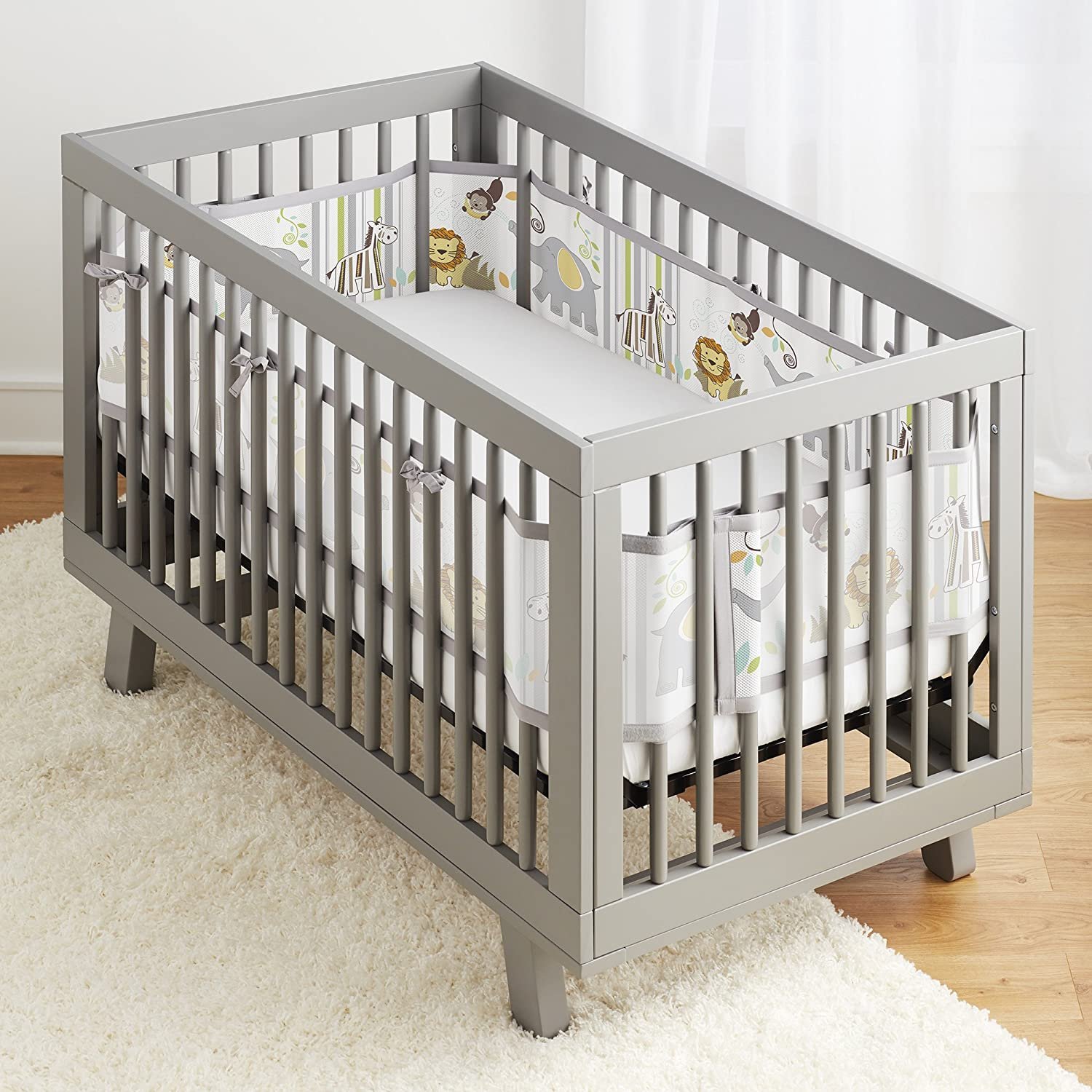 BreathableBaby Classic Breathable Mesh Crib Liner Safari Fun Too