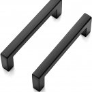 Set of 2 Solid 3 Inch Center to Center Slim Square Bar Drawer Cabinet Handles Black