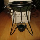 3pc Scented Oil Burner, Green Glass on Black Stand