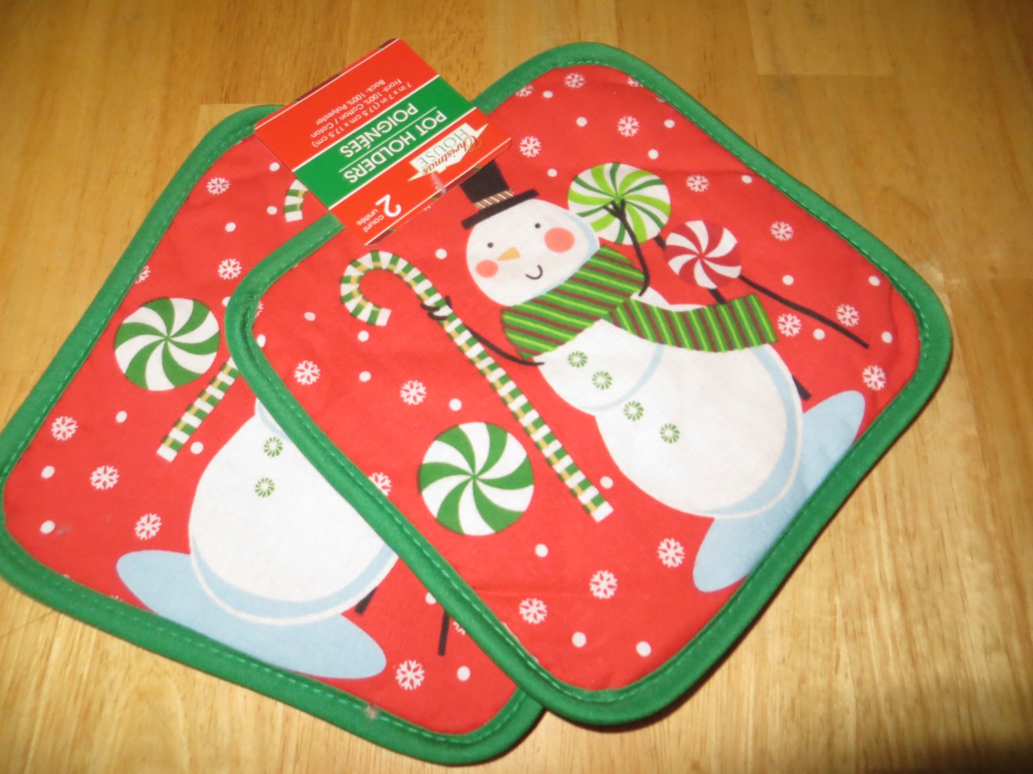 Set of 2 Snowman Pot Holders 7" x 7"