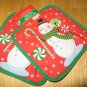 Set of 2 Snowman Pot Holders 7" x 7"