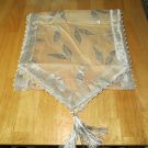 Metallic Silver Leaf Table Runner with Silver Tassels, 13 x 53