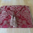 Red Jacquard Table Runner with Beige Tassels, 13 x 53